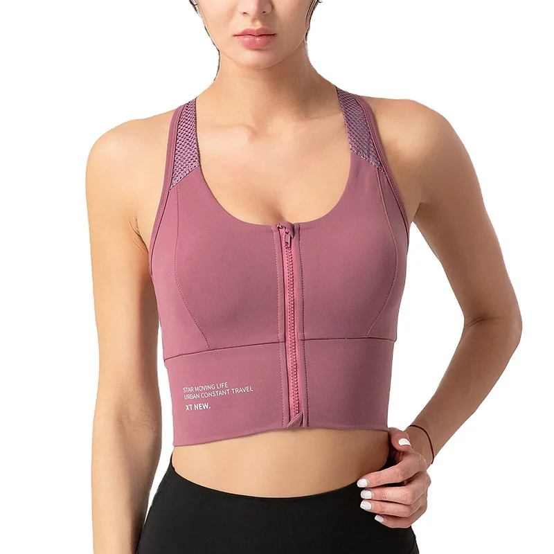 

Push Up Yoga Bra Quick Dry Sport Sexy Women Bra Zipper Popular Sports Underwear Fitness Yoga Bra Female 2021, Customized colors