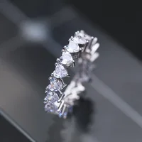 

Luxury Minimalist Jewelry Heart Shaped Zircon Rings Delicate Simple Design Geometric Full Pave Cubic Zirconia Crystal Rings