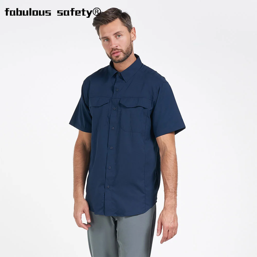 

Hot Sale Drop Shipping Customize Industrial Mechanic Work Shirt Short Sleeve