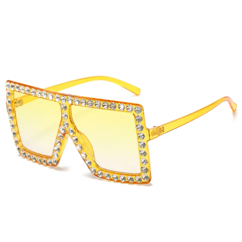 

Adult hot sale luxury big frame women shades with diamond bling square sunglasses uv400, 8 colors in stock