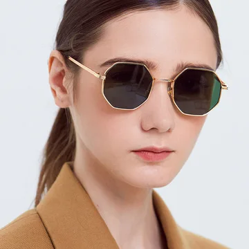 

New Sunglasses Women Fashionable Polygon Sunglasses Retro Ready Stock Girls Flat Lens Sun Glasses Latest Fashion Eyewear