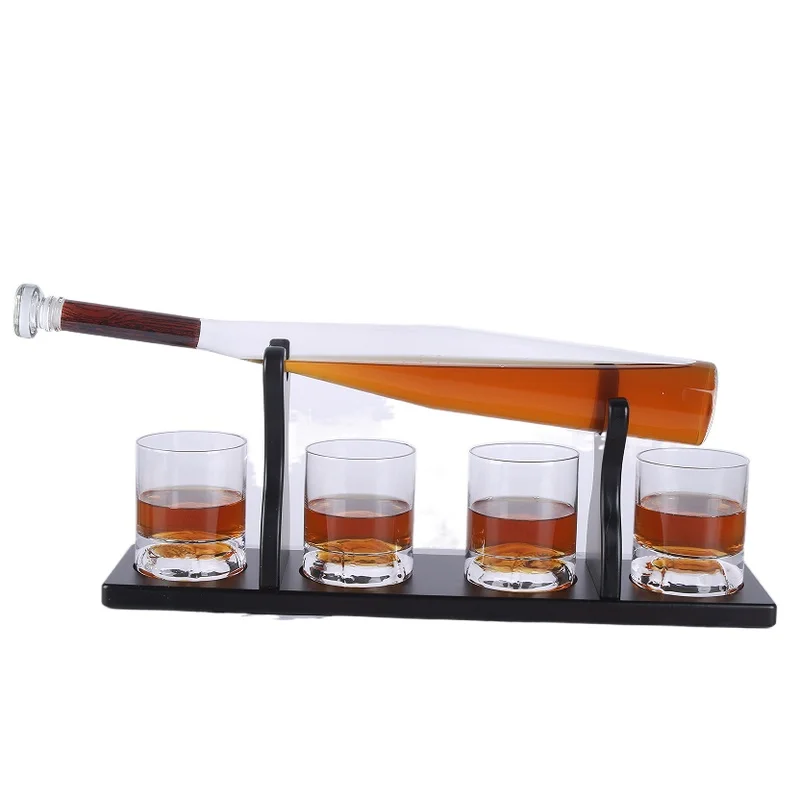 

Wooden Base Spirits Baseball Bat Whiskey Glass Decanter Set