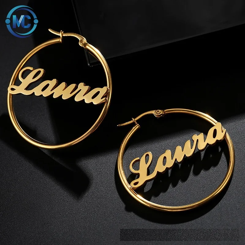 

2021 Hot Selling Stainless Steel Hoop Earring Custom Name Hoop Earrings For Women