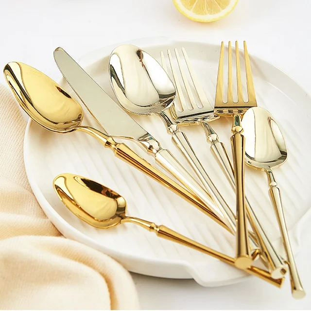 

18/10 flatware gold plated flatware wholesale stainless cutlery set, Customized color