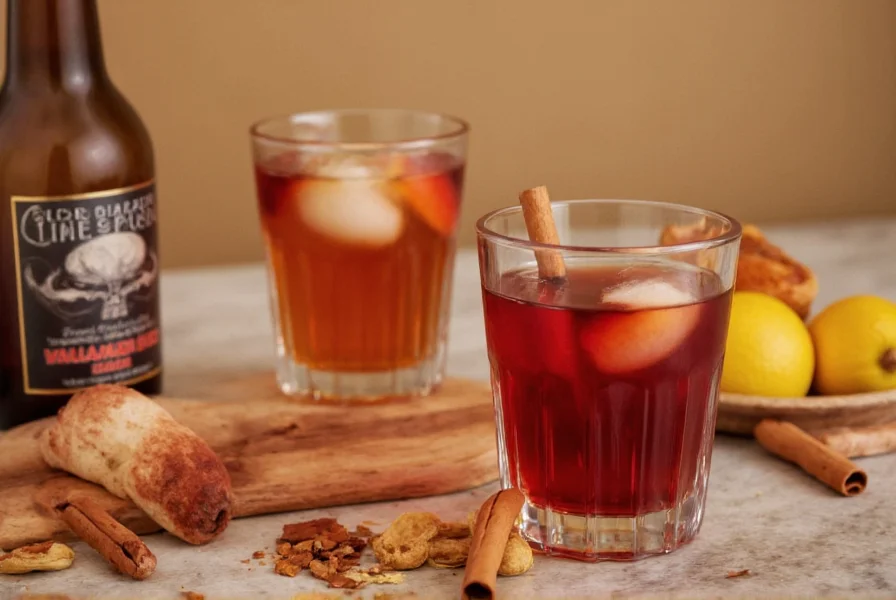 Two classic cocktails featuring cinnamon infused alcohol served in copper mugs and glassware
