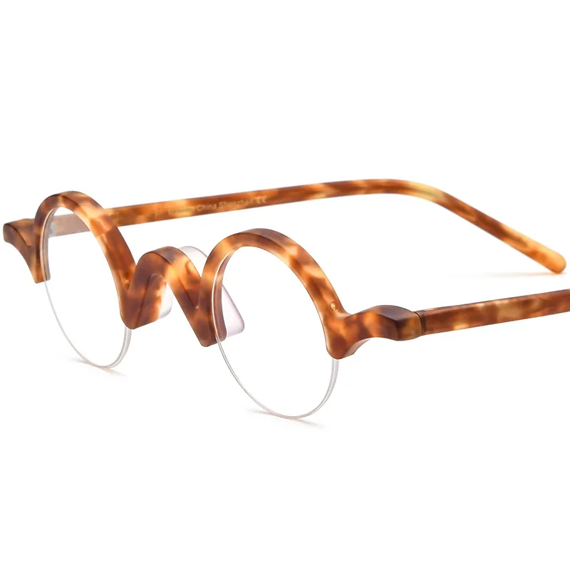 New Multi Color Round Frosted Acetate Eyewear Frame Men and Women Universal Exquisite Half-Rim Acetate Optical Frames