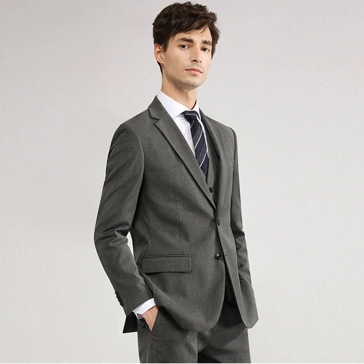 

2021 fashion (jacket + pants + vest) teal men's suits business fabric suit men's