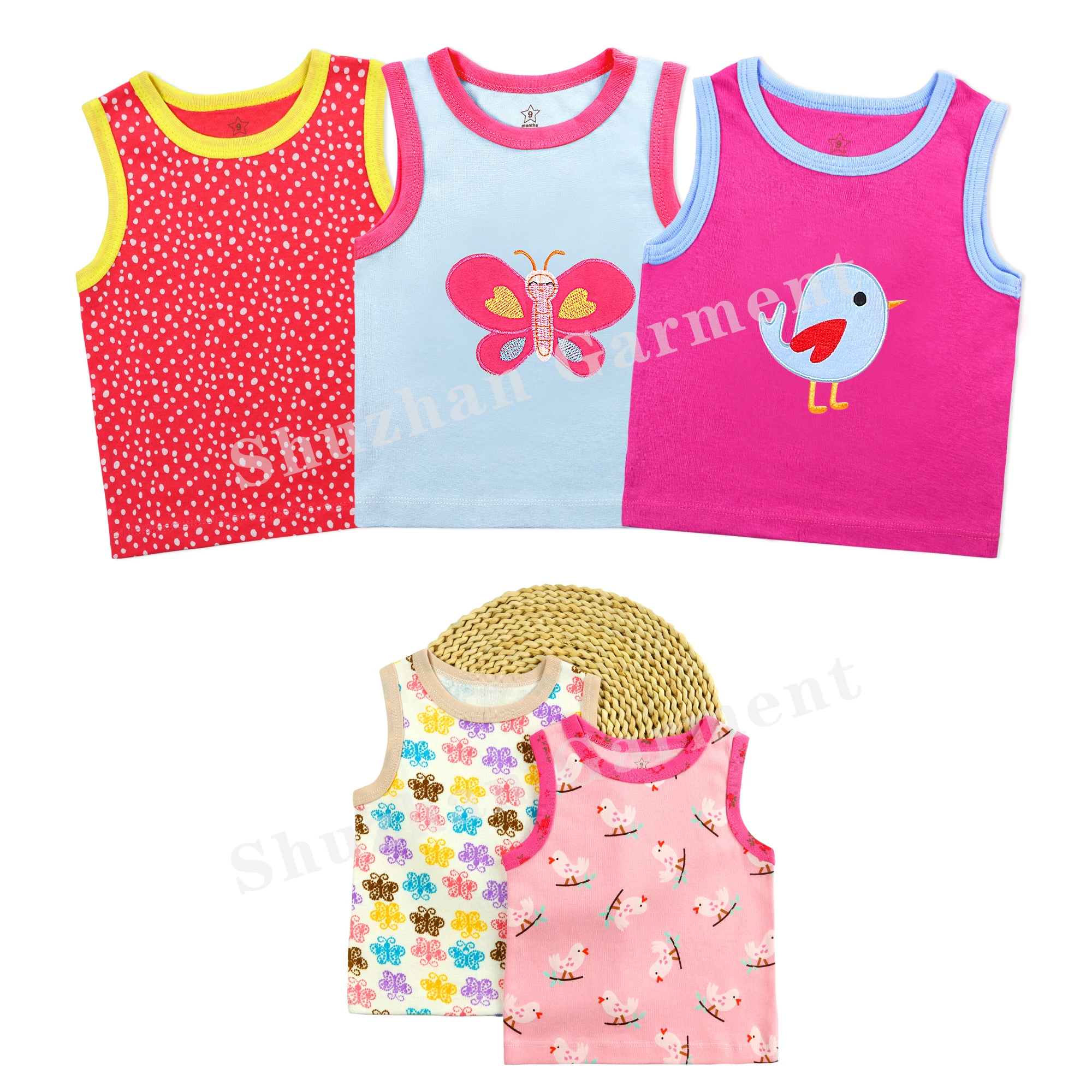 

wholesale baby summer sleeveless T-shirt lovely infant&toddler vest colorful baby clothes, Mixed color in same size