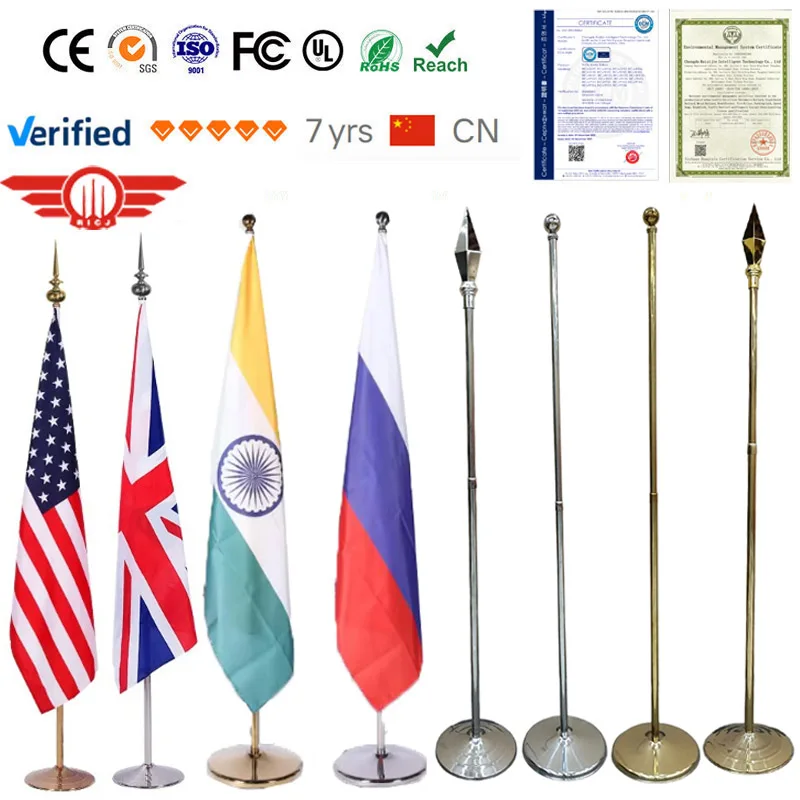 2-3 Meters Indoor Display Flagpole Decorative Adjustable Height Flag Pole With Cheap Flag Mounted Ring