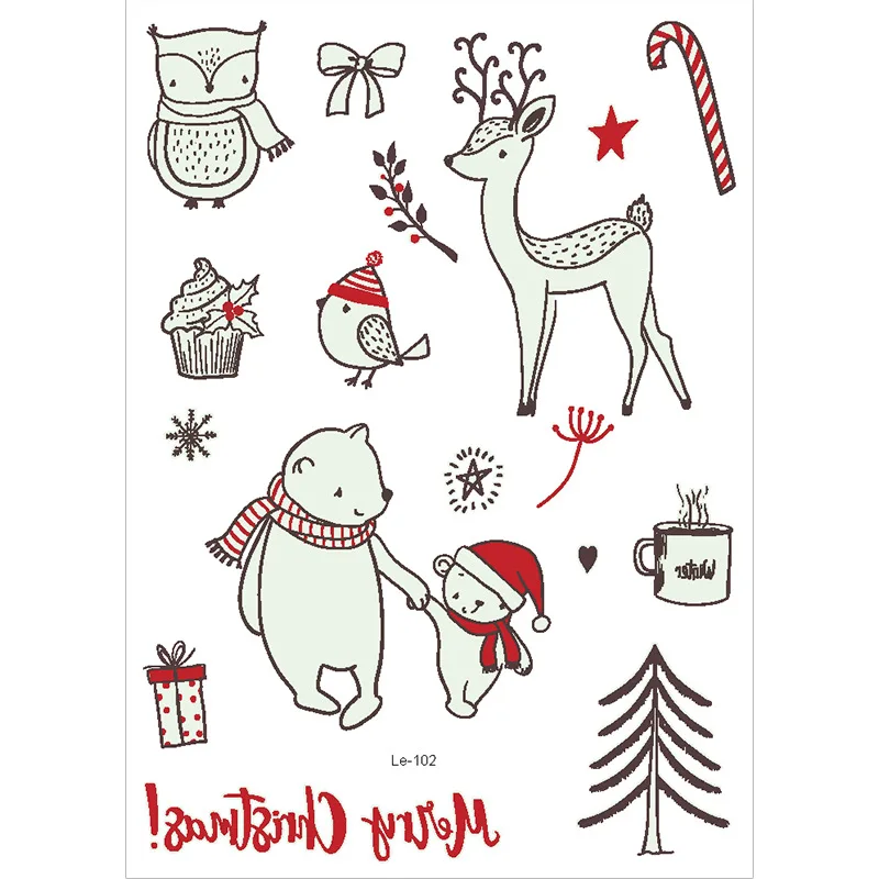 

Christmas home decorations Luminous Christmas ornaments temporary tattoo sticker