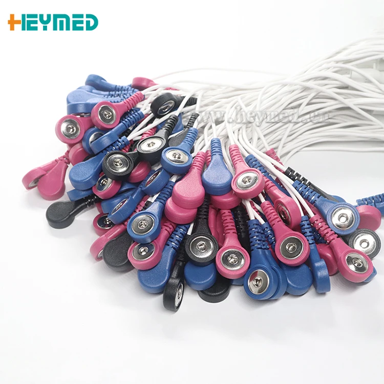 Ecg Snap Button Electrode Cable Mini Usb Male Plug To 5 Lead Female