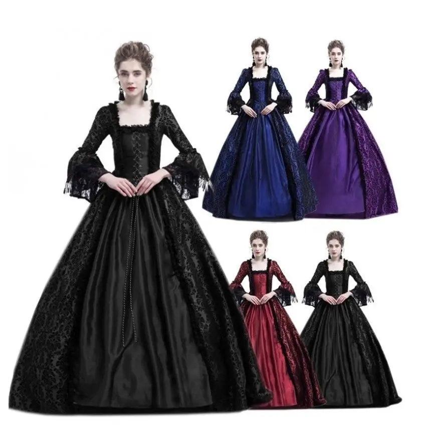 

Women's 2021 lace horn stitching medieval palace dress dress