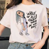 

Wholesale Billie Eilish t shirt ulzzang women female hip hop femme clothes tshirt funny harajuku summer Casual ulzzan streetwear