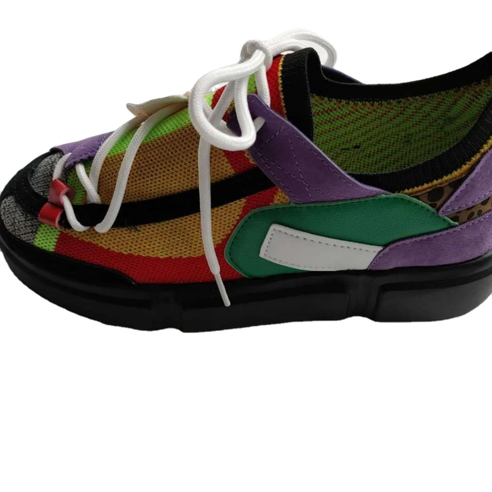 

Simple new women's casual shoes sports shoes stitching color women sneakers, Black