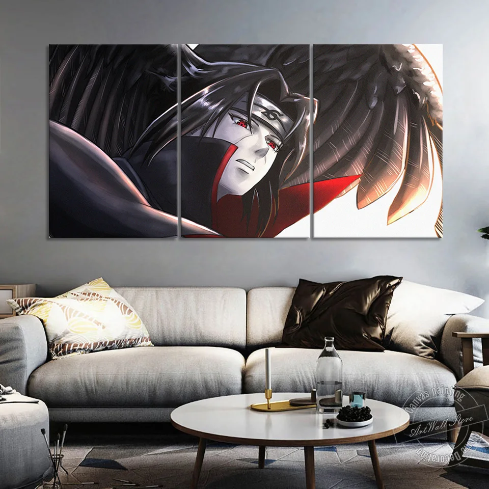 

3 Pieces Anime Painting Artwork Wall Cover Home Decor Itachi Art Naruto Canvas Art Oil Painting Wallpaper Wall Stickers Murals, Multiple colours