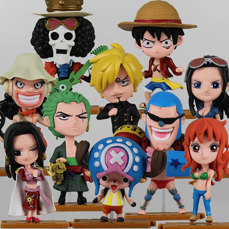 

10pcs/set One Piece Luffy Nami Zoro Chopper Franky Robin PVC Action Figure Collectible Model Christmas Gift Toy, Colorful