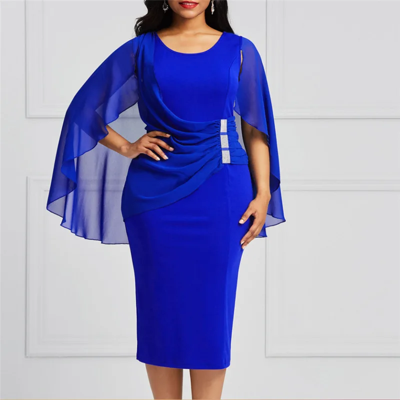 

OEM Cheap Full Size Short Sheath Royal Blue Mother Of The Bride Evening Dress