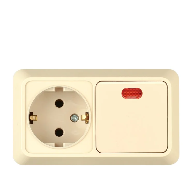 electric Europe standard  Double Hole Double led Light Switch socket surface mounting home