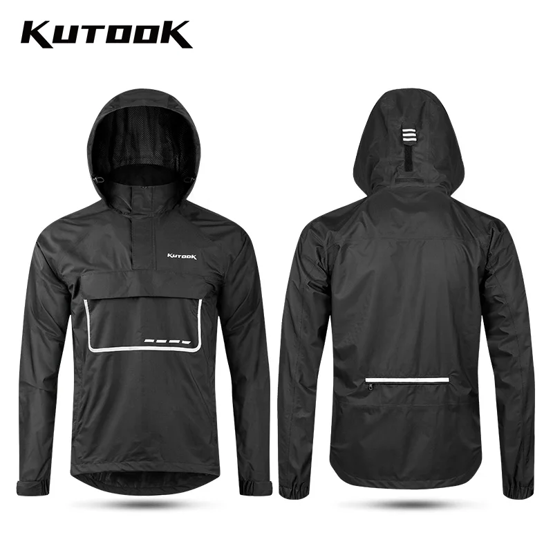 

KUTOOK Men Sport Jacket Pullover Windproof Breathable Mesh Fabric Hoody Motorcycle Wind Breaker Jacket XC002, Black