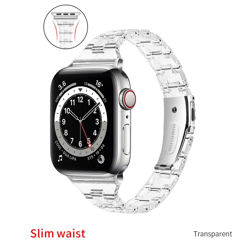 

Slim Transparent Jelly Band For Apple Watch 44mm 40mm 38mm 42mm Clear Strap for iwatch Series Se 6 5 4 3 Bracelet Watchband, Black,gold,blue,red