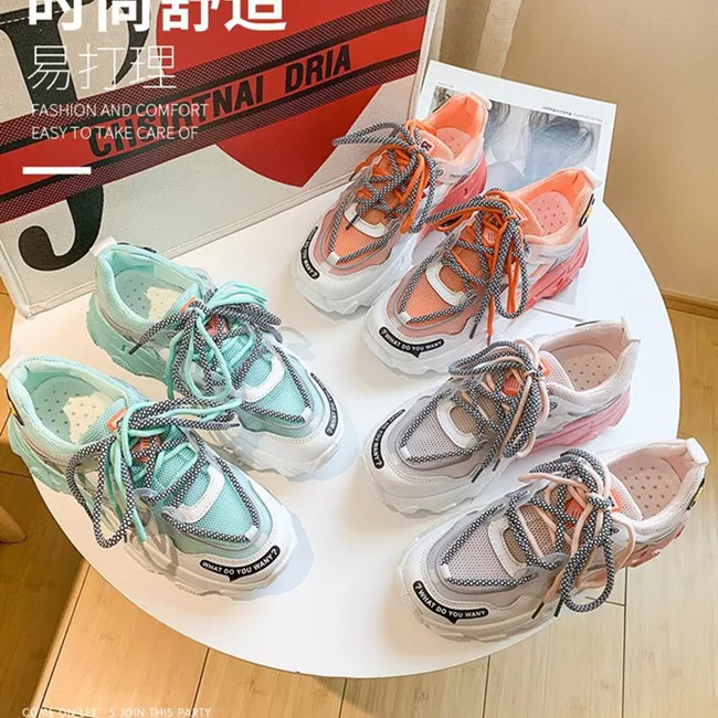 

Hot-selling breathable women fashion sneakers lace-up walking running shoes non-slip durable women sports shoes, Pictures shown