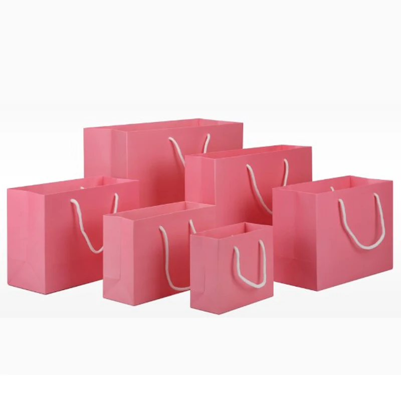 

Custom printing white pink paperboard jewelry wedding shopping gift packaging paper bag with your own logo