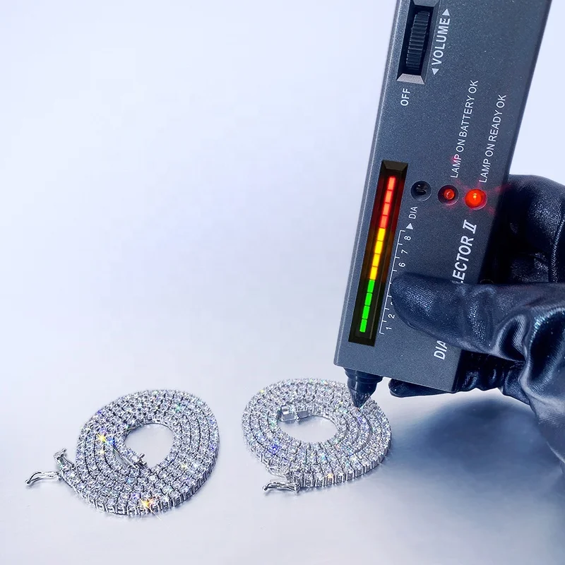 

2021 Best selling Hip Hop Iced Out Jewelry s925 3mm Loose Synthetic Gemstones Moissanite Diamond Tennis Necklace