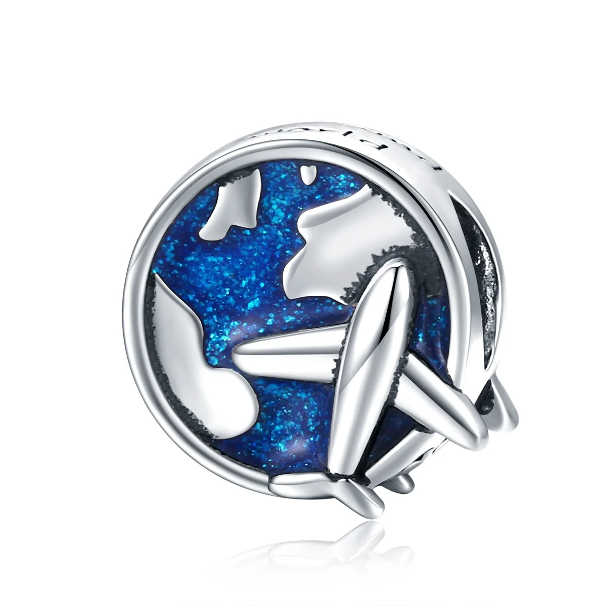 

world voyage charm blue ocean round bead fit bracelet jewelry