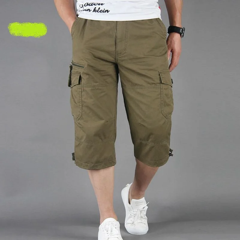 

FanLi Mens Cropped Trousers Solid Military Casual Pants streetwear Men's joggers Cargo Trousers