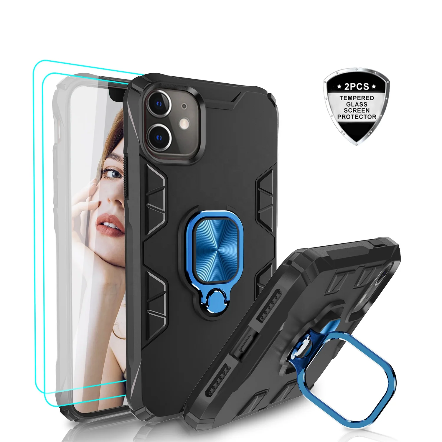 

LeYi trending High end Fashion case For Iphone 11 12 X 7 Case With 2pack Tempered Glass Screen Protector,