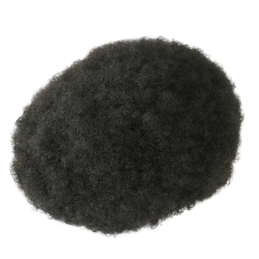 

Super Durable Skin Base 6MM Afro Curl Mens Hair Toupee for African America Black Mens 100% Human Hair Toupee Curly Wigs