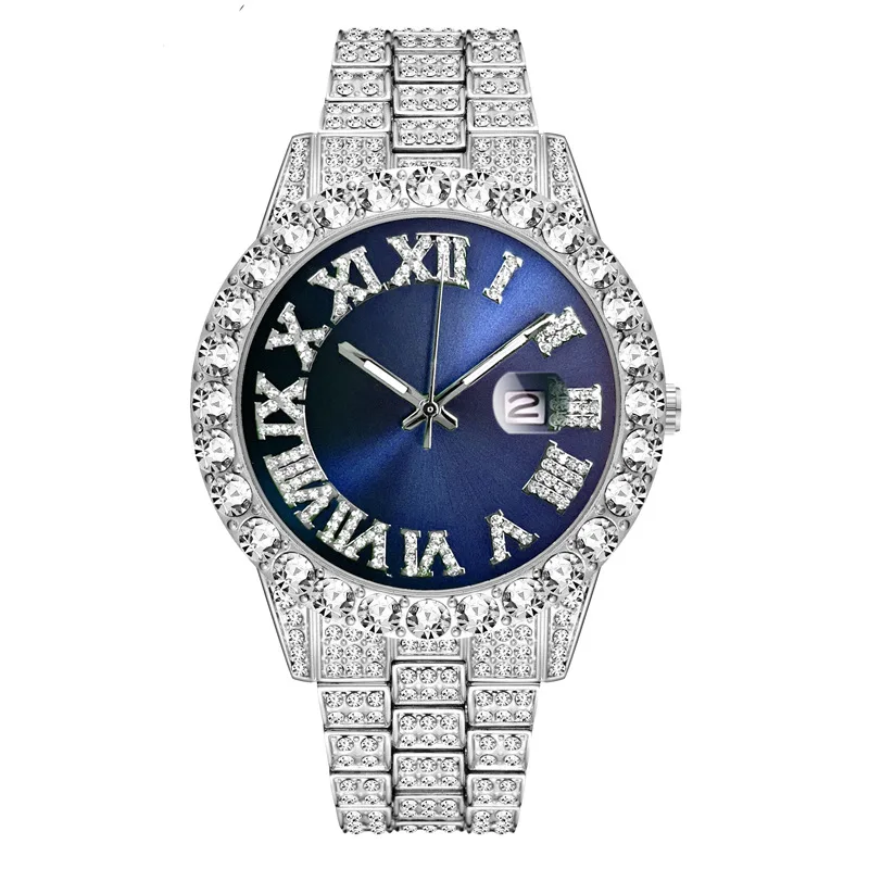 

Ins New Luxury Brand Iced Out Diamond Watch Quartz Gold HIP HOP Watches With Micropave CZ Stainless Steel Watch Clock