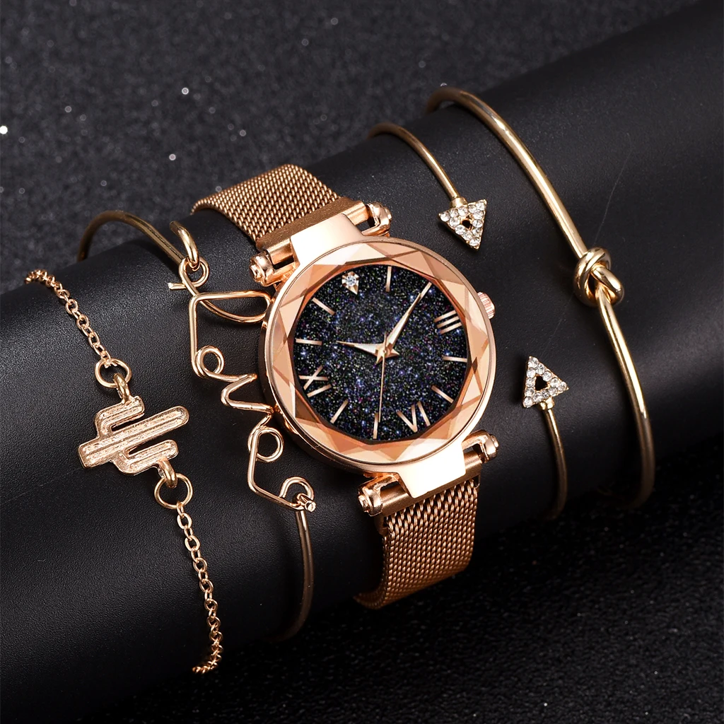 

Kegllect Luxury Women Watch Rose Gold Starry Sky Dial Watches Ladies Bracelet Stainless Steel Customized Quartz WristWatch
