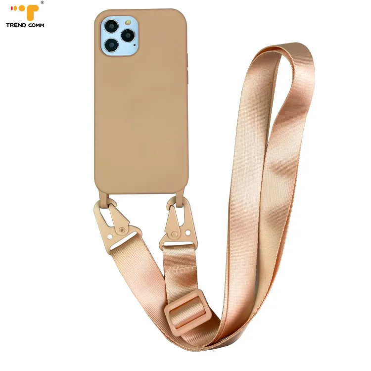 

Nylon Strap Silicone Necklace Cellphone Case Customised Soft TPU Color Phone Case