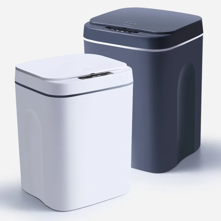 

Automatic Intelligent Trash Can Creative Sensing Household Electric smart Garbage Can with light and garbage bag storage, White/dark grey