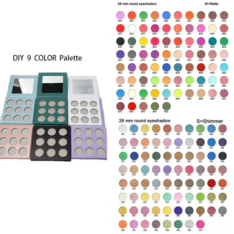 

Low Moq Makeup Packaging Diy Private Label Single Gitter Custom Eyeshadow Palette