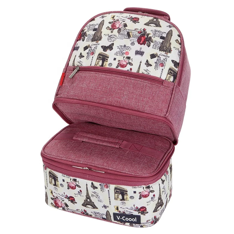 

V-Coool double deck removable soft travel backpack bag insulated breastmilk cooler bag, Grey and others