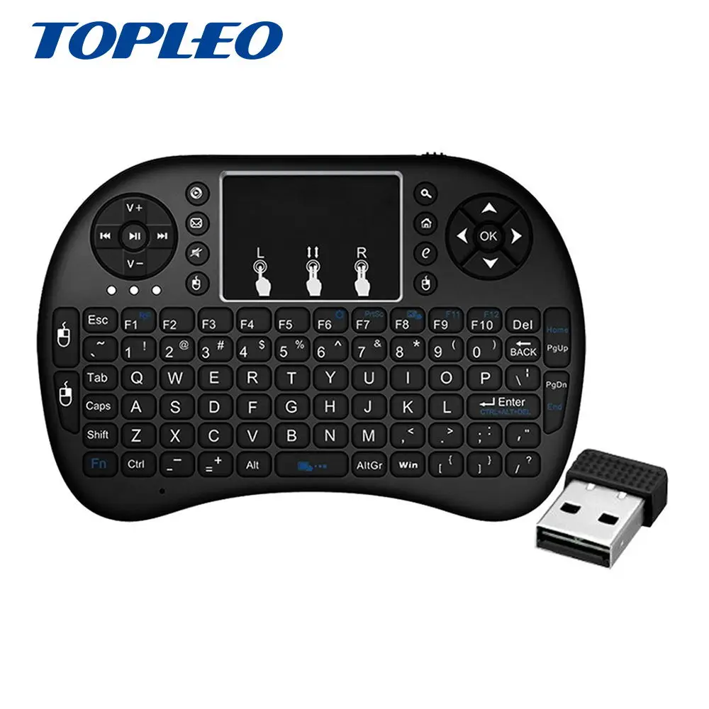 I8 Multi-media Touchable Handheld 2.4G usb Wireless mini rgb keyboard
