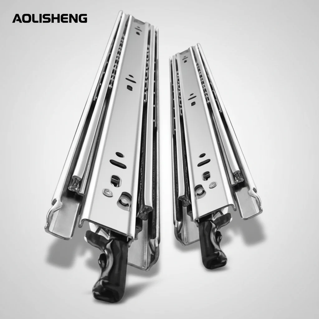 AOLISHENG Heavy Duty Locking Drawer Slides Full Extension Ball Bearing Side Mount for Industrial Cabinets
