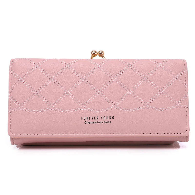 

Sewing thread and bright and solid color style PU material young lady clutch bag wallet card holder.,.