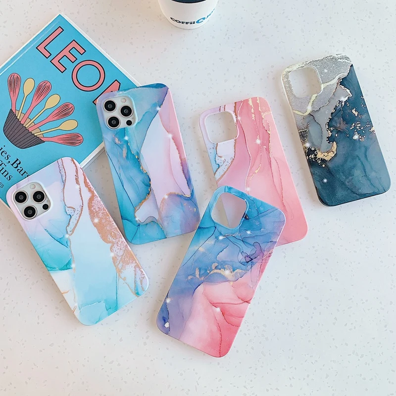 

Wholesale Luxury Marble Phone Case, Frosted Watercolor IMD TPU Cell Phone Case for iPhone 11 12 Pro Max Marble Phone Case, Multi colors