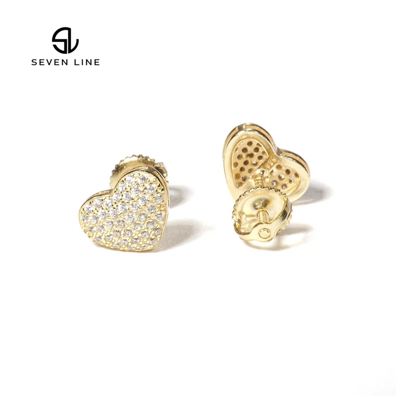 

S925 Earrings Men And Women Trend New Full Diamond Love Earrings Hip Hop Student Design Sense Creative Valentine Earrings