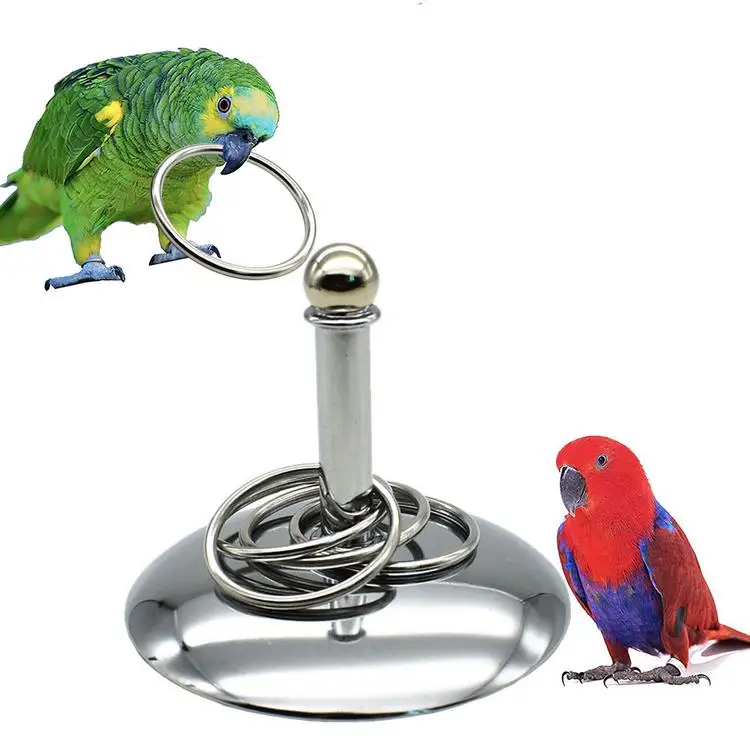 

Bird Trick Tabletop Toys metal Training Basketball Stacking Ring Toys Sets Parrot Chew Ball Foraging Toys Play Gym Playground