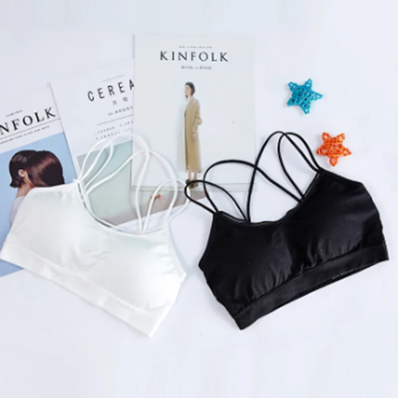 

New summer cross beauty back wrapped chest seamless anti gloss sports bra vest with chest cushion