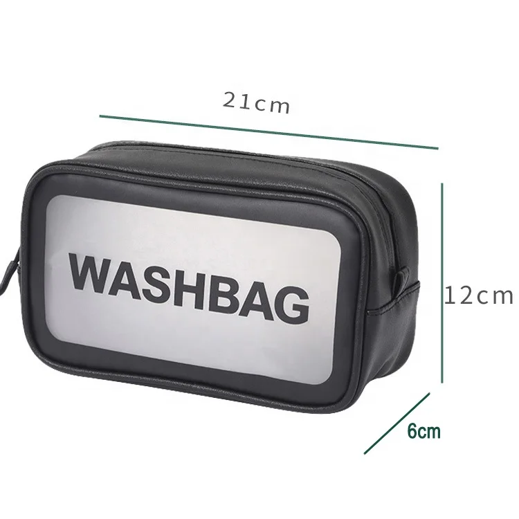 

Black Custom Frosted Ziplock Cosmetic Bag Printed Logo Waterproof Leather TPU, Black, customized color