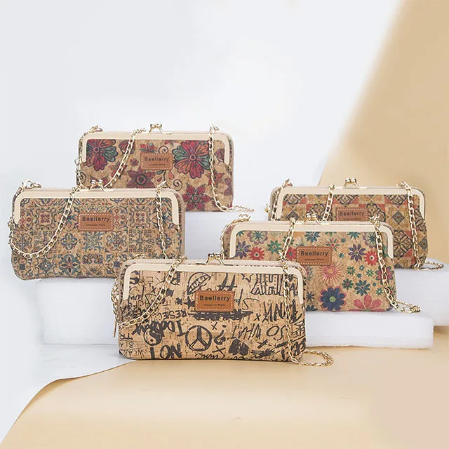 

Cork Material New Style Ladies Multifunctional Long Mobile Phone Bag Fashion Messenger Bag Printed Wallet, Customized color