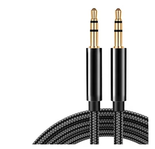 

Wik-MS 3.5mm aux audio cable extension cable male to male heavy metal braided car color cable, Black