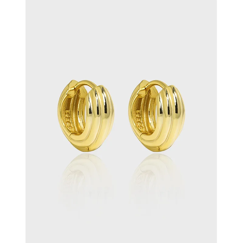 Fashion Jewelry 925 Silver Earrings Jewelry Irregular Chic 18K Gold Plated Sterling Silver  Hoop Earrings for Women