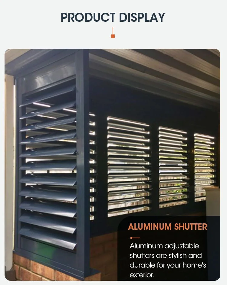 Outdoor Anticorrosion Shutters Powder Coating Aluminum Frame Fixed