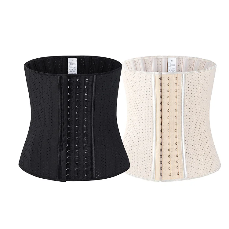 

Women's Breathable Waist Cincher 25 Steel Bone Latex Tummy Wrap Waist Trainer, Black / beige